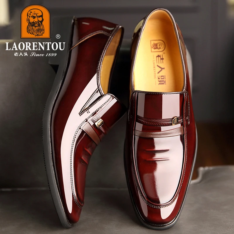 LAORENTOU  genuine leather breathable summer hollowed out men's business dress British leather shoes black 0915