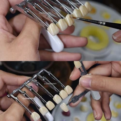 Dental Instruments Veneer Porcelain Brush Glazing Handle Temporary Crown Holder Clamps Denture False Teeth Clip