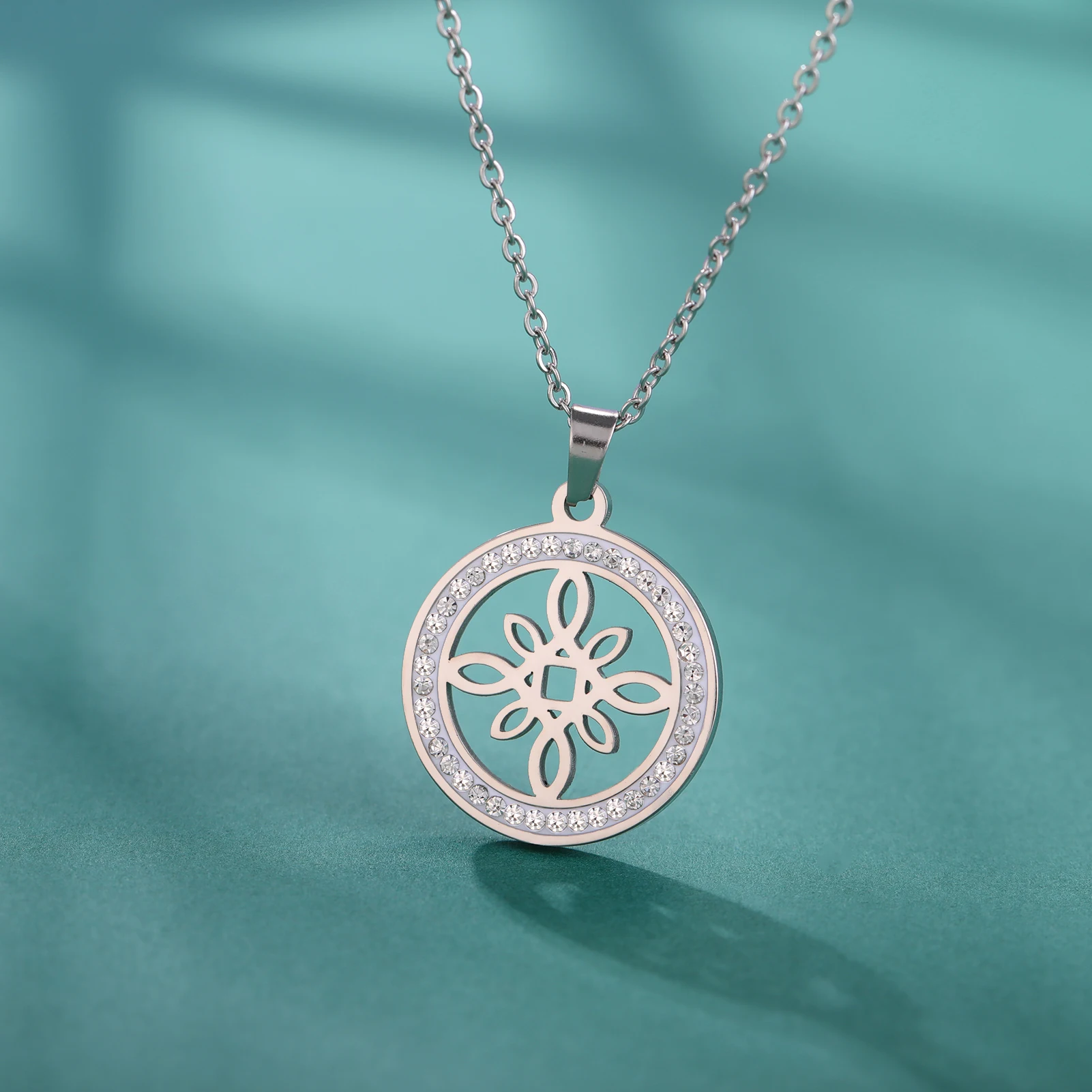 Skyrim Hexerei Hexen knoten Halskette Edelstahl klar Zirkon runde Anhänger Halsketten Amulett Wicca Schmuck Geburtstags geschenk – Detail 21