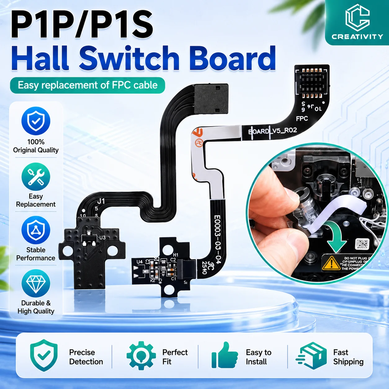 Hall Switch Board for Lab P1P P1S Extruder Filament Sensor Replacement Parts with Pneumatic for P1 Series 3d Printer Accessories