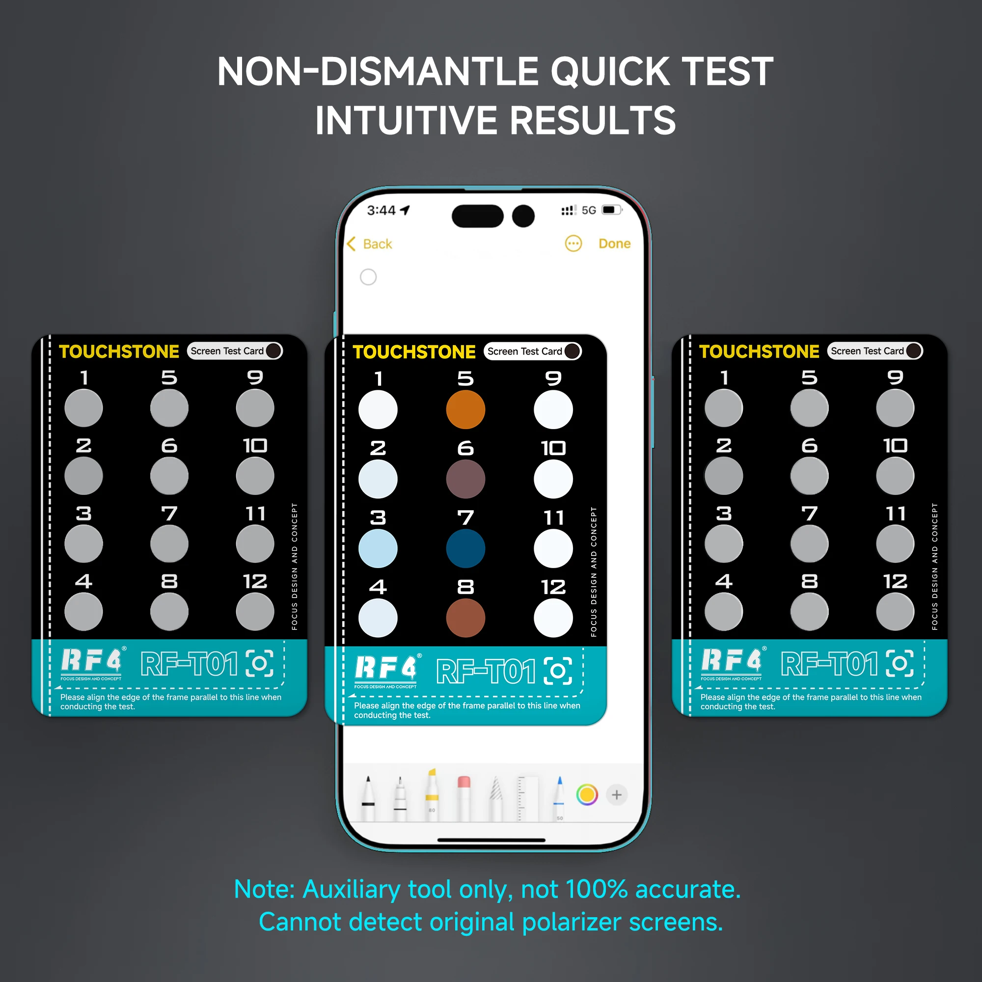 

RF4 RF-T01 Screen Test Card Manual Tool Kit for iPhone 12-17 Series, Original Display Check for LCD OLED Repair