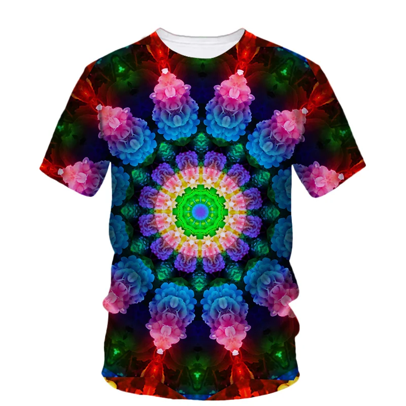 

Summer Abstract Graphic T Shirts Men Trend Personality Kaleidoscope 3d Printed T-shirt Casual Round Neck Short Sleeve Tees