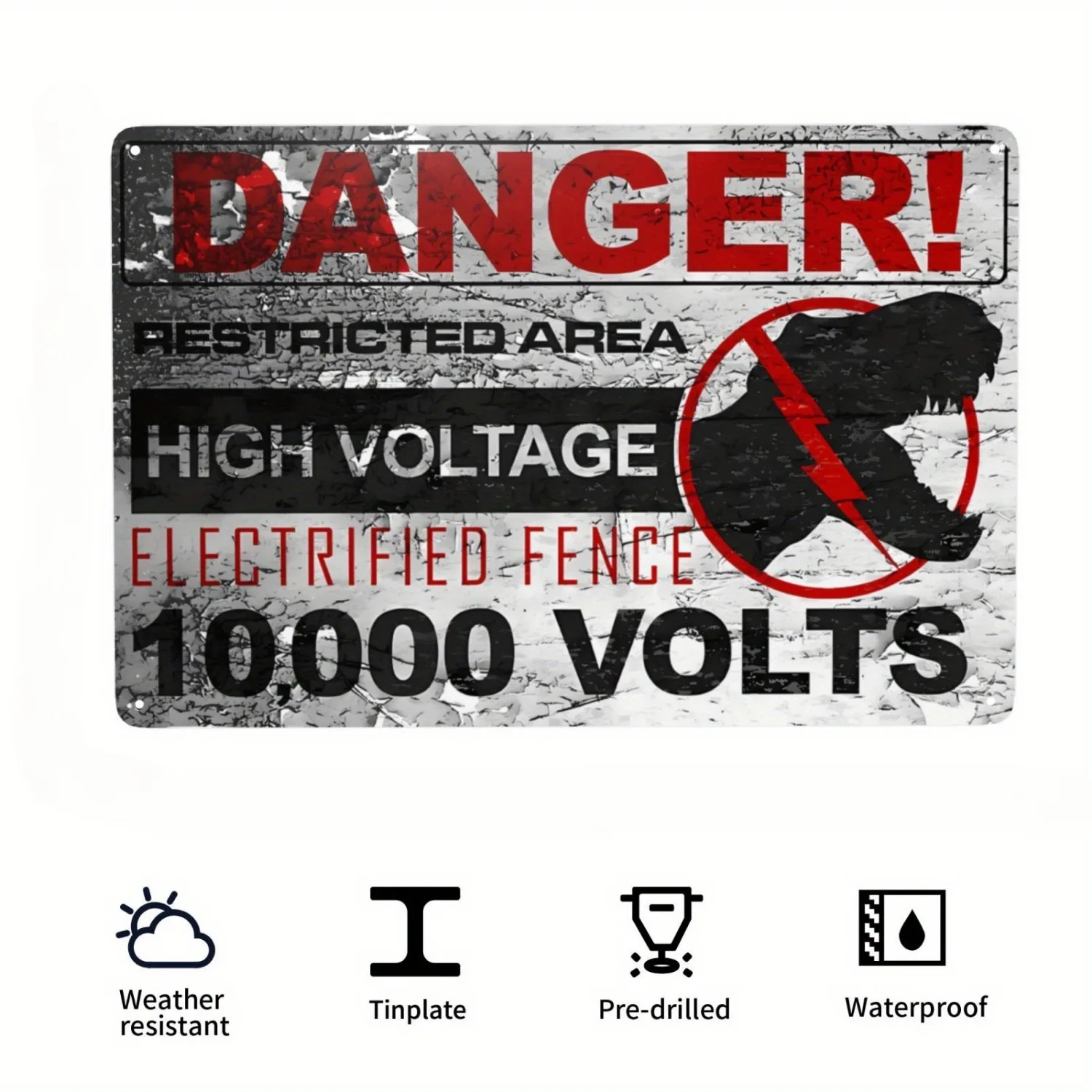 Letrero de Metal "perardo de choque eléctrico de alto voltaje, contención de Velociraptor de peligro", letrero