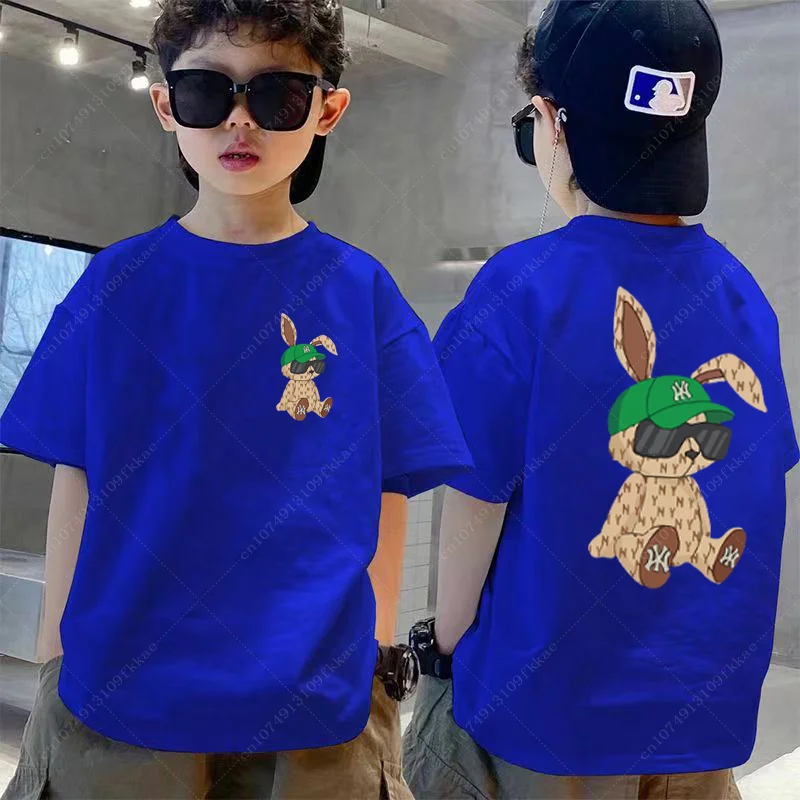 Rabbit T Shirt Anime Luxury Brand T-shirt Kids Boys Clothes Children Clothing Baby Short Sleeve Tee Tops 3-14Year Teenager Tops