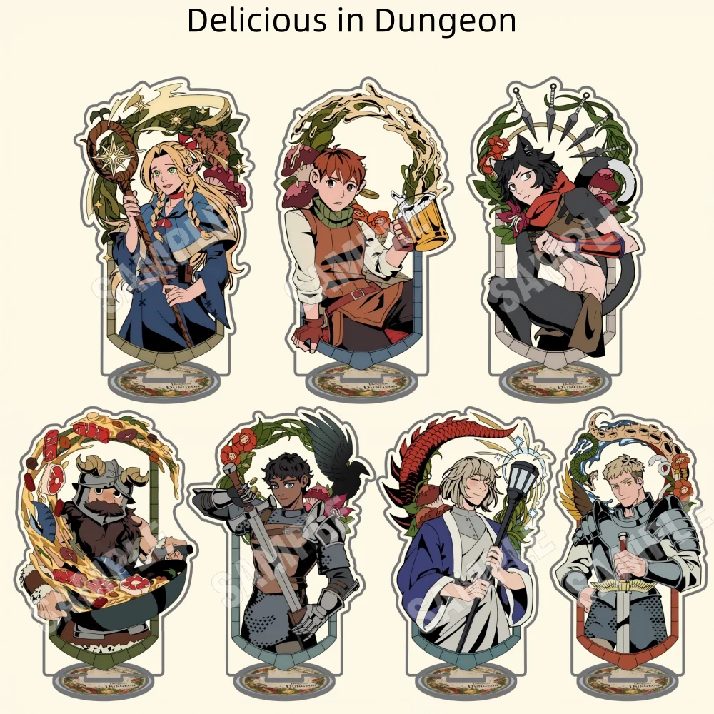 Acrylic Delicious in Dungeon 15CM Stand Keychain Marcille Laios Chilchuck Senshi Food Frame Desk Decor Collectible Gift for Fans