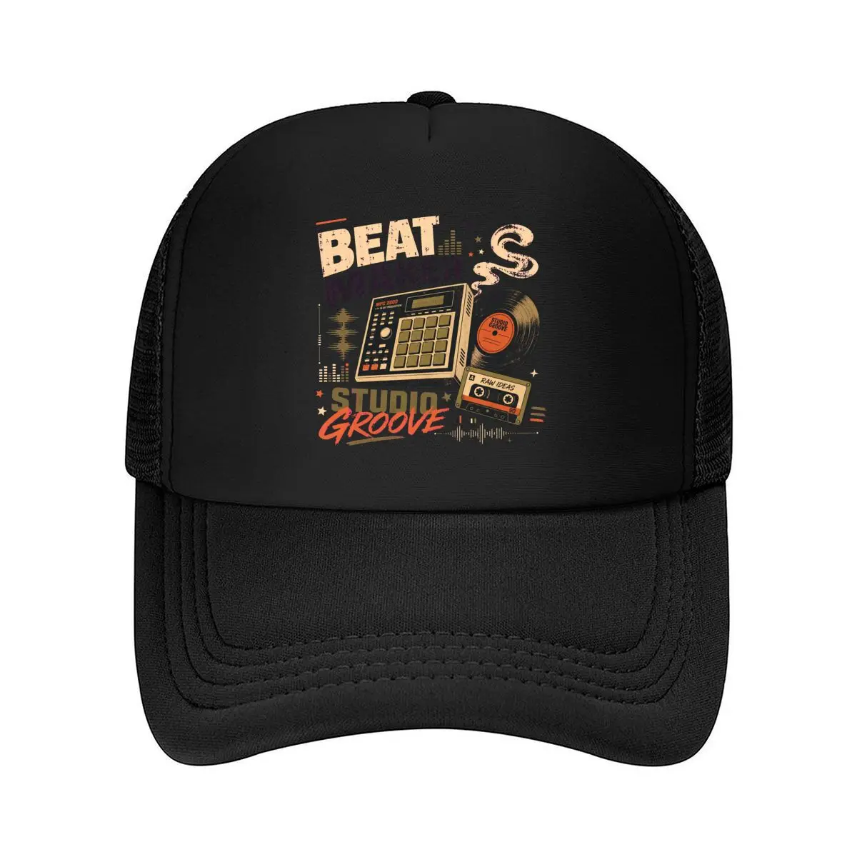 Vintage Beat Maker Studio Groove Mesh Baseball Cap Polyester Forward Observations Hat Adjustable Golf Hat Summer