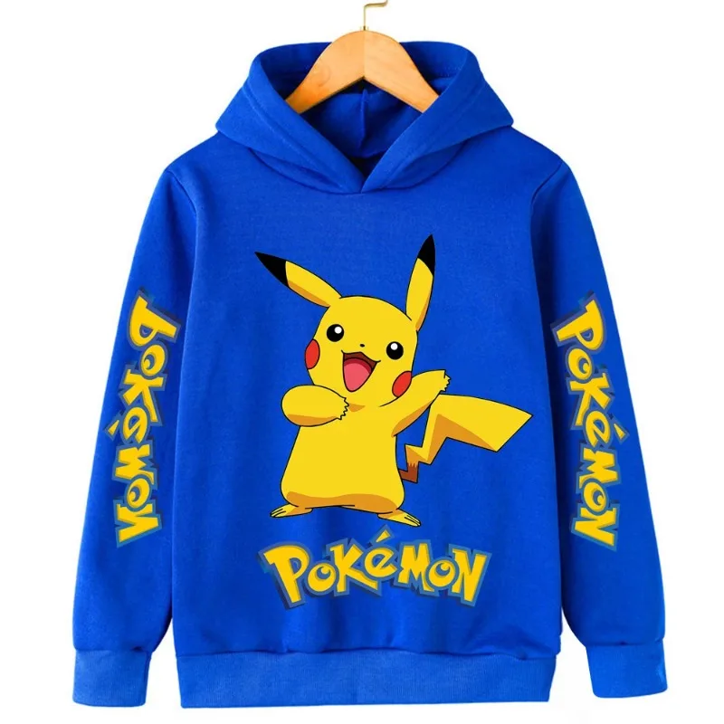  Autumn and Winter Sports Hoodies for Daily Warmth, Creative Pocket Monsters Cartoon Patterns, Men's and Girls' Clothing
