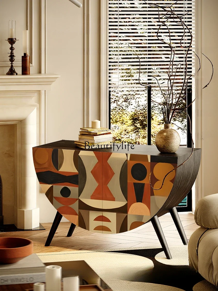 

ld 30 *Artistic Geometric round Cabinet Solid Wood Side Storage Decoration Hallway Storage Cabinet