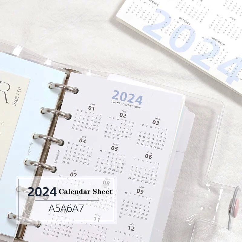 6 anelli divisori per Notebook 2024 calendario raccoglitore pagina indice A5 A6 A7 divisore indice a fogli mobili Journal Planner segnalibri ufficio