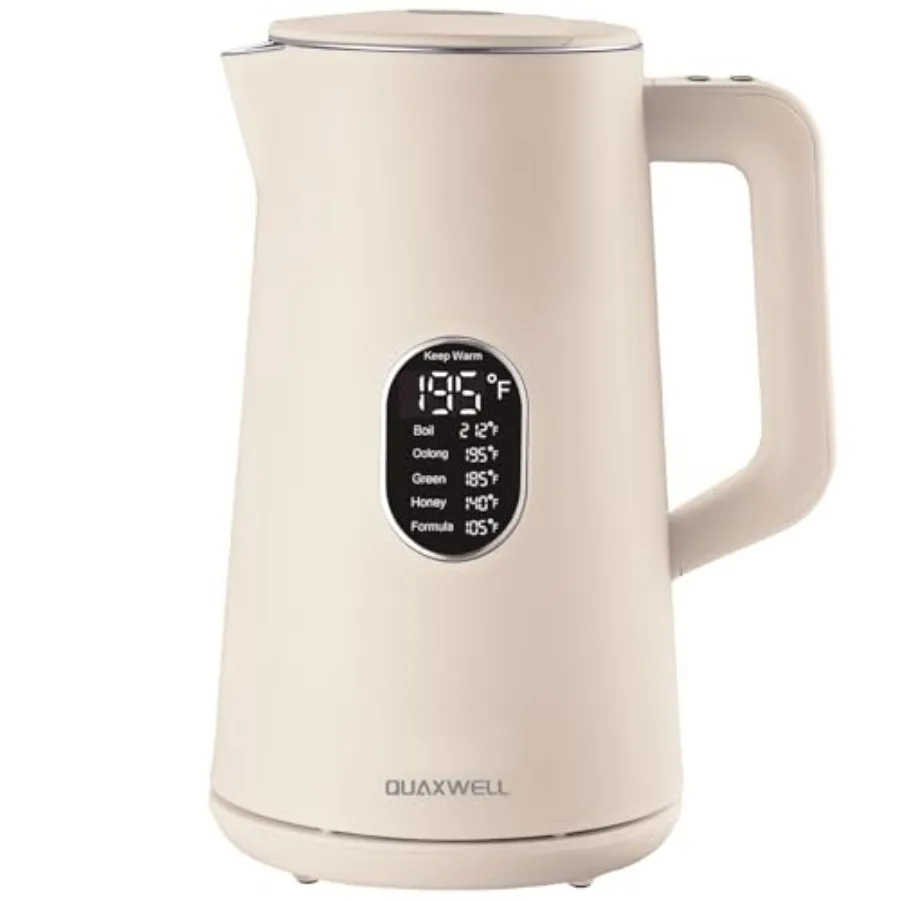 1.5L Electric Kettle Stainless Steel Double Wall Cool Touch Teapot Fast Boil 5 Temperature Control LED Display Auto Shut-Off Ke