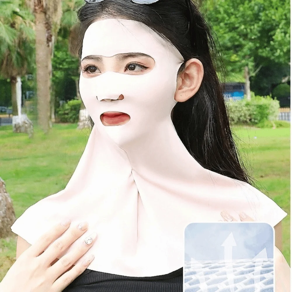 

Simple Sun Protection Ice Silk Face Veil Solid Color Polyester Sunscreen Mask Breathable Full Face Neck Wrap Sports