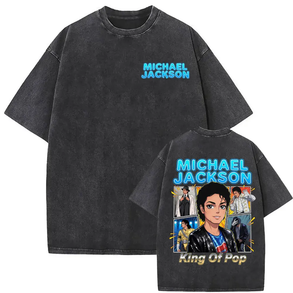 Rock Singer Michael Jackson Graphic T Shirts Men Women High Quality Vintage Washed T-shirt Summer Casual Loose T-shirts