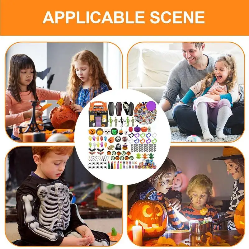 Halloween Fidget Toys Pack 200PCS Halloween Fidget Sensory Pop Toys Packs For Kids Halloween Party Favors Halloween Treat Bags