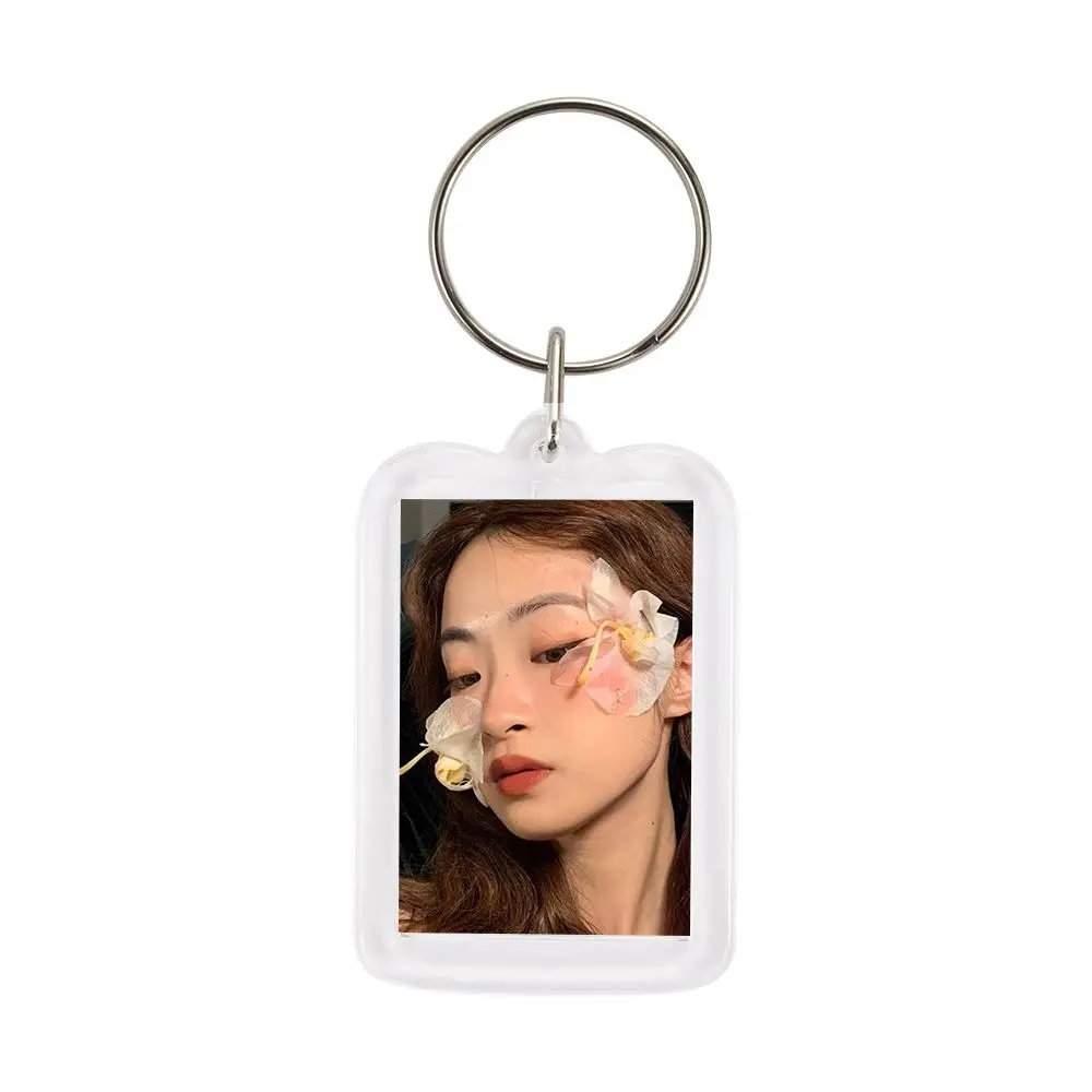 Fashion DIY Transparent Insert Photo Acrylic Rectangle Photo Keychain Blank Frame Keychain Key Holder Picture Frame Keyring