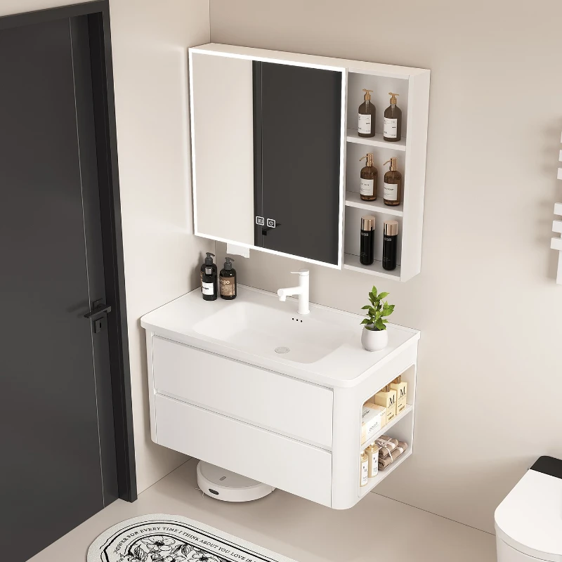 Gabinetes De baño De aluminio espacial, placa De roca, almacenamiento lateral, gabinetes De baño, decoración, muebles para el hogar, Gabinete De Baño Lsysg