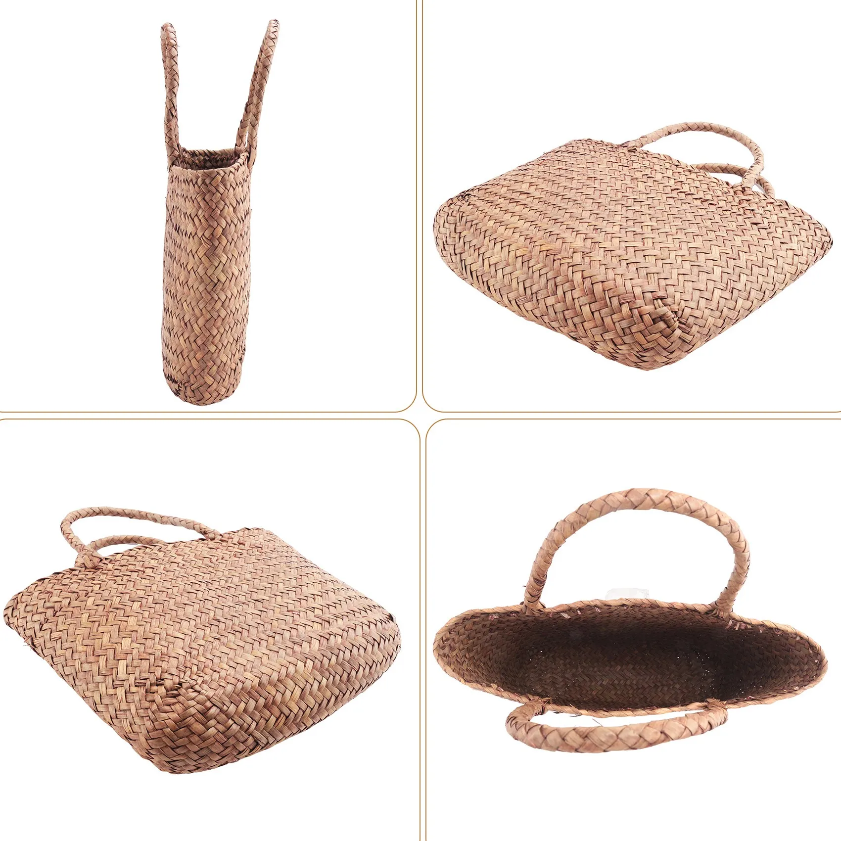 Casual Straw Bag Natural Wicker Tote Bags Women Braided Handbag For Garden Handmade Mini Woven Rattan Bags