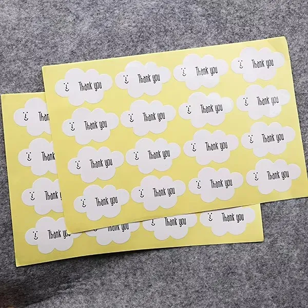 100pcs/lot Kawaii Cloud Shape Seal Sticker Handmade Thank You Gift Stickers Cute Packing Label Supplies (SS-1503)