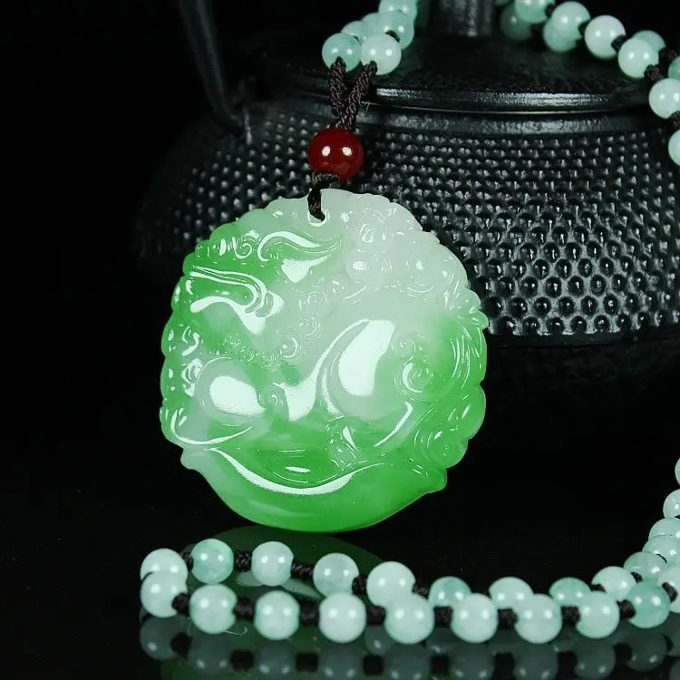 

Emerald Blue Unicorn Treasure Pixiu Jade Pendant