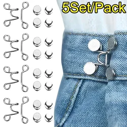 5/1Set Extender Button Adjustable Waist Buckle Set Jean Button Pins Perfect Fit Instant for Tighten Waist Jeans No Sewing Button