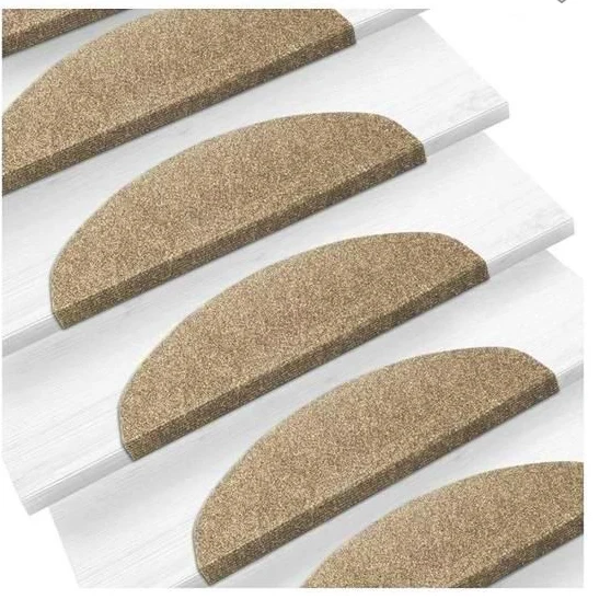 Trapmat 65x21cm - Zelfklevend tapijt traptreden - Onderhoudsvriendelijk halfrond traptapijt - Impact geluidsisolatie - 15 stuks