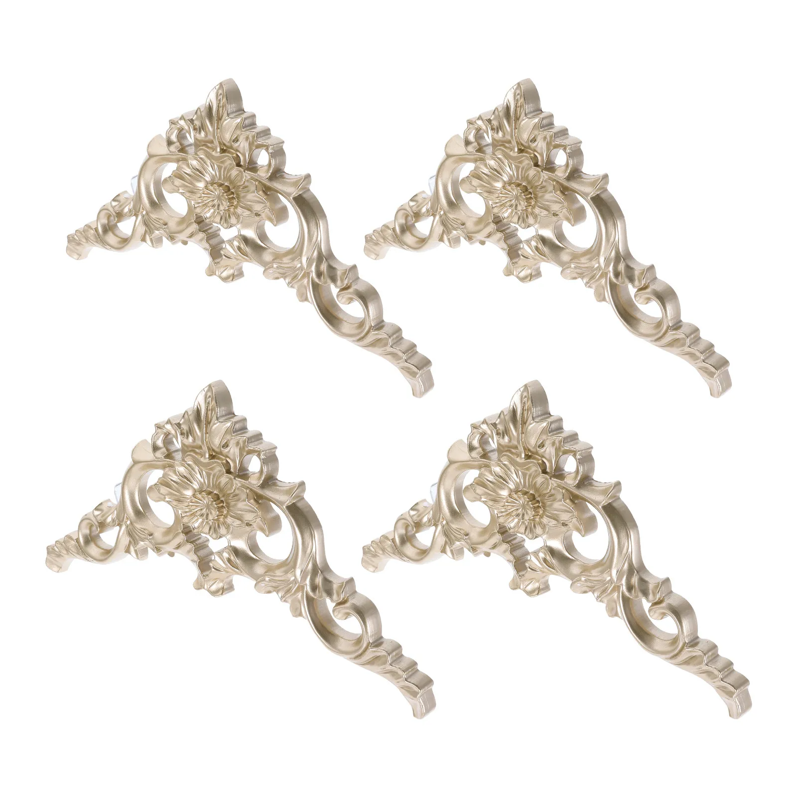 4Pcs Faux Plaster Decorative Corner Applique Rococo Ceiling Floral Ornament Vintage Wall Furniture Onlay Corner Molding