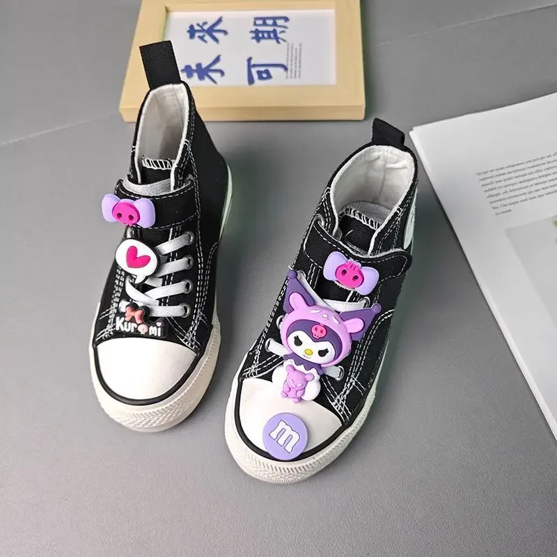 Kuromi-Zapatillas de lona Kawaii Sanrio Ins para niños y niñas, zapatos de tablero a la moda con dibujos animados, zapatillas informales, regalos