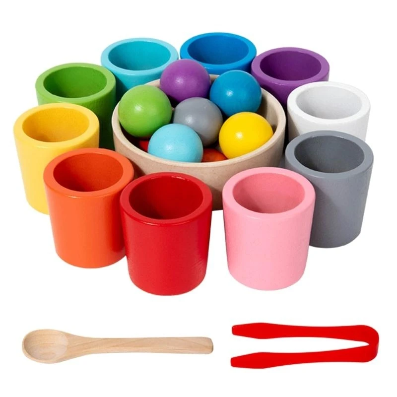 

Q81A Sorting Cup and Balls Toy Color Cognitive Education Toy for Children Hand and Eye Coordination and Fine Motor Skill