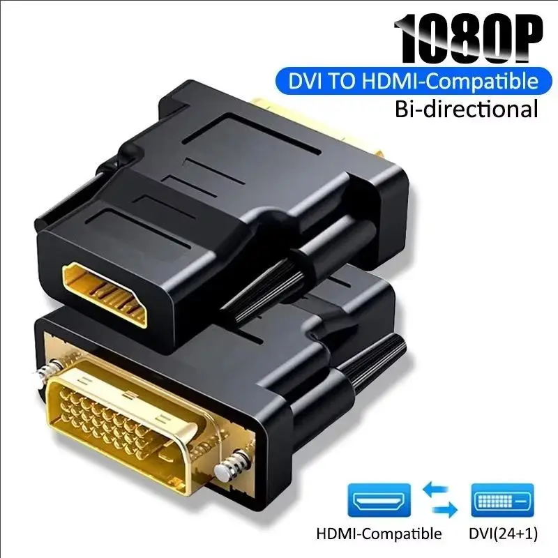 DVI to HDMI Bi-directional Adapter DVI D 24+1 Male to HDMI Female Cable Connector Converter for HDMI Projector to DVI