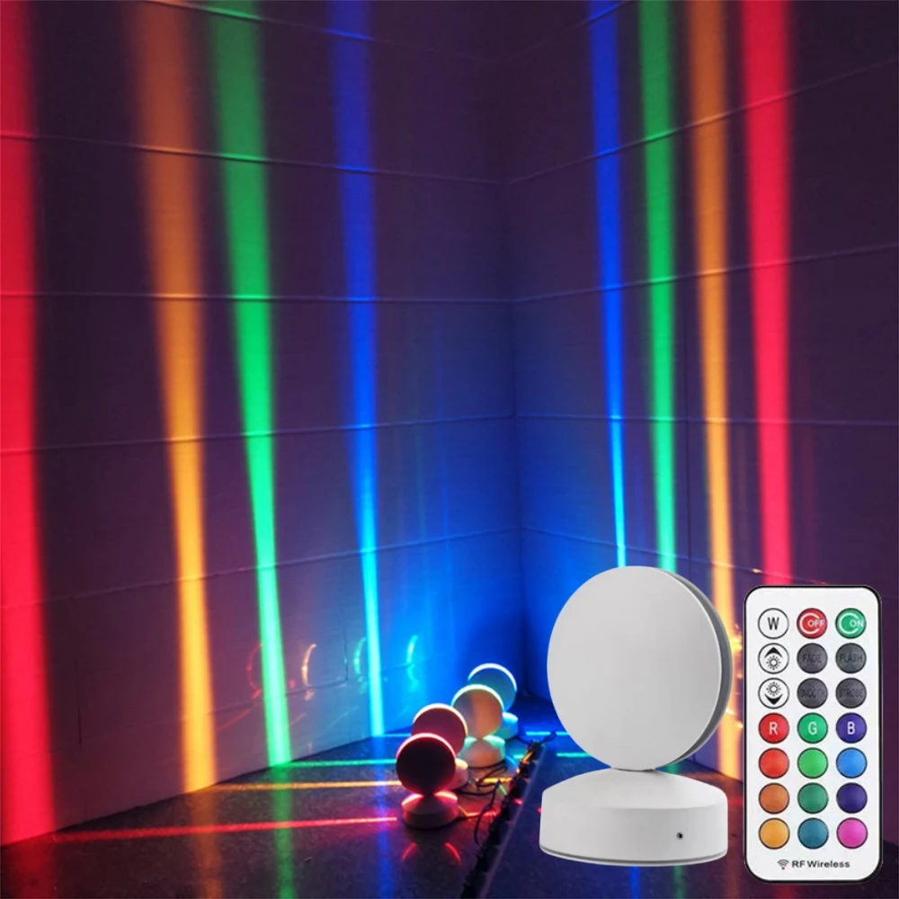 RGB Window Sill Light With Remote Control AC85-265V 10W 360 Degree Corridors Room Wall LED Lamp Decor Colorful Warm White