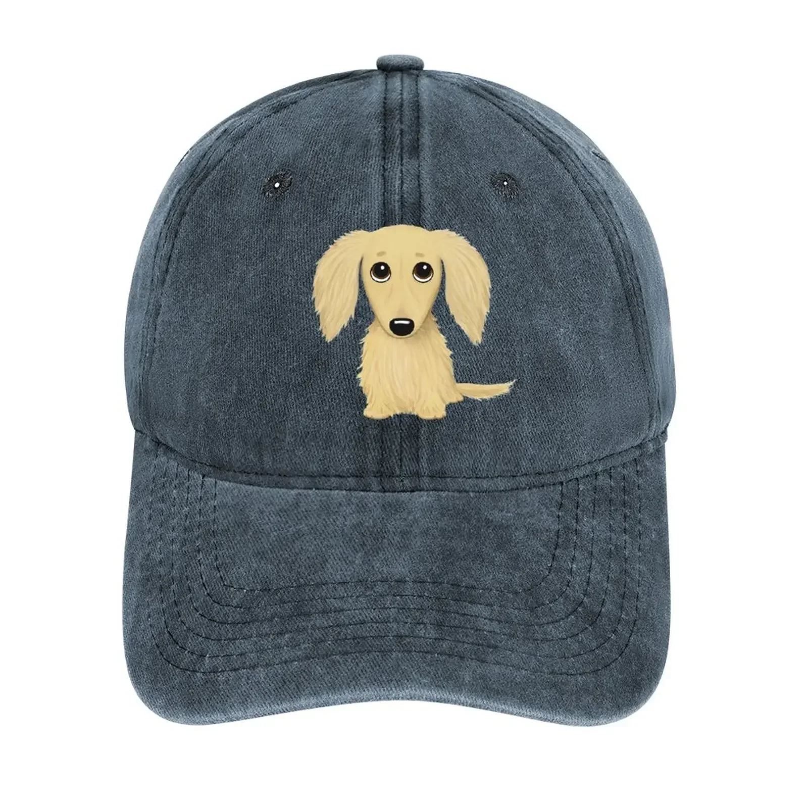 Longhaired Cream Dachshund Cartoon Wiener Dog Cowboy Hat Hats Baseball Cap Rugby Rave Christmas Hat Men Golf Wear Women's