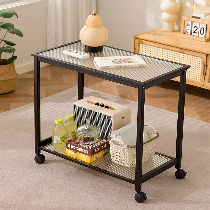 

Multi-functional Nanzhu edge small apartment corner sofa modern living room glass storage bedside table mini table