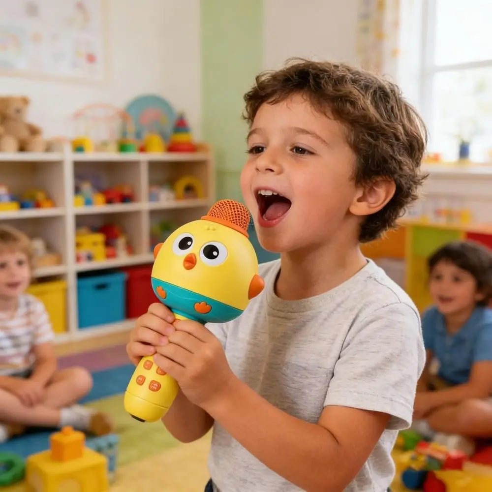 

Cute Children Wireless Microphone Music Bluetooth Kids Microphone with Speaker Educational Toys Handheld