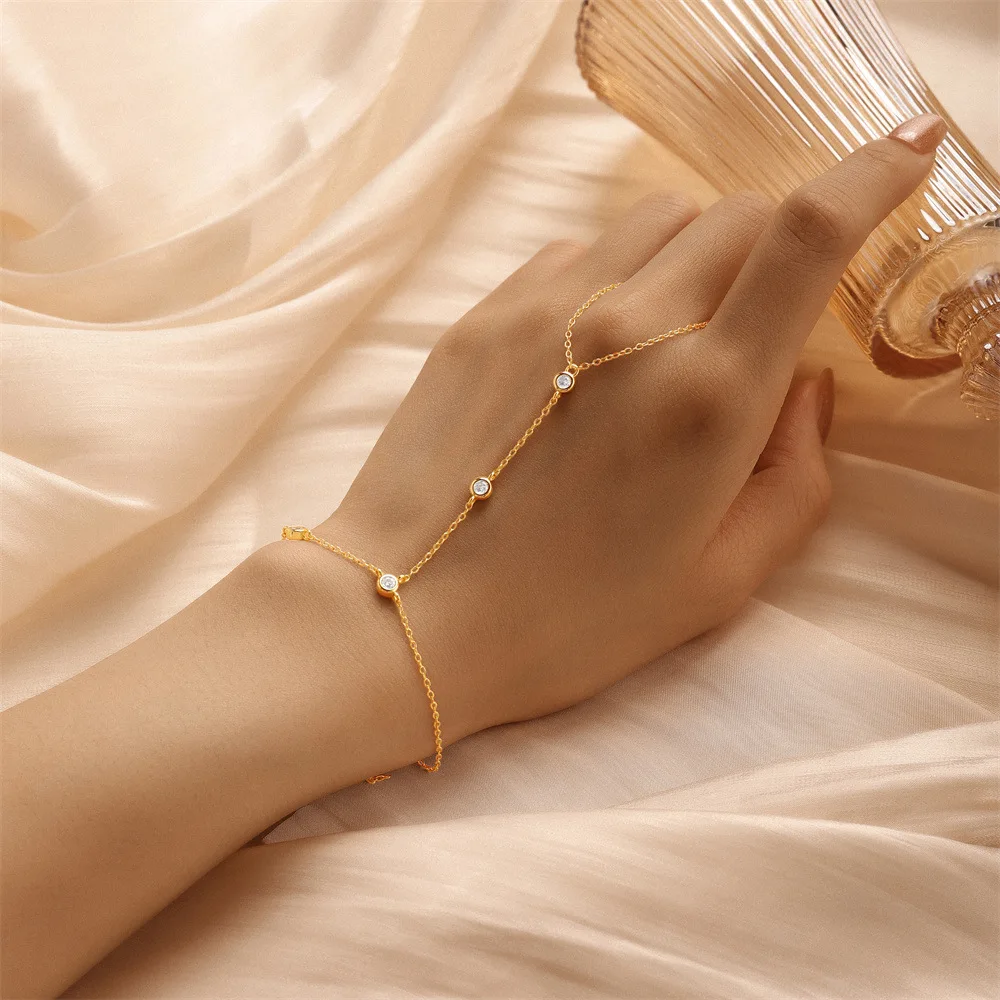 

TKJ Стерлингового Серебра 925 пробы 4 мм круглый браслет с кубическим цирконием позолоченные подвески из драгоценных камней свадебный браслет для женщин вечерние украшения