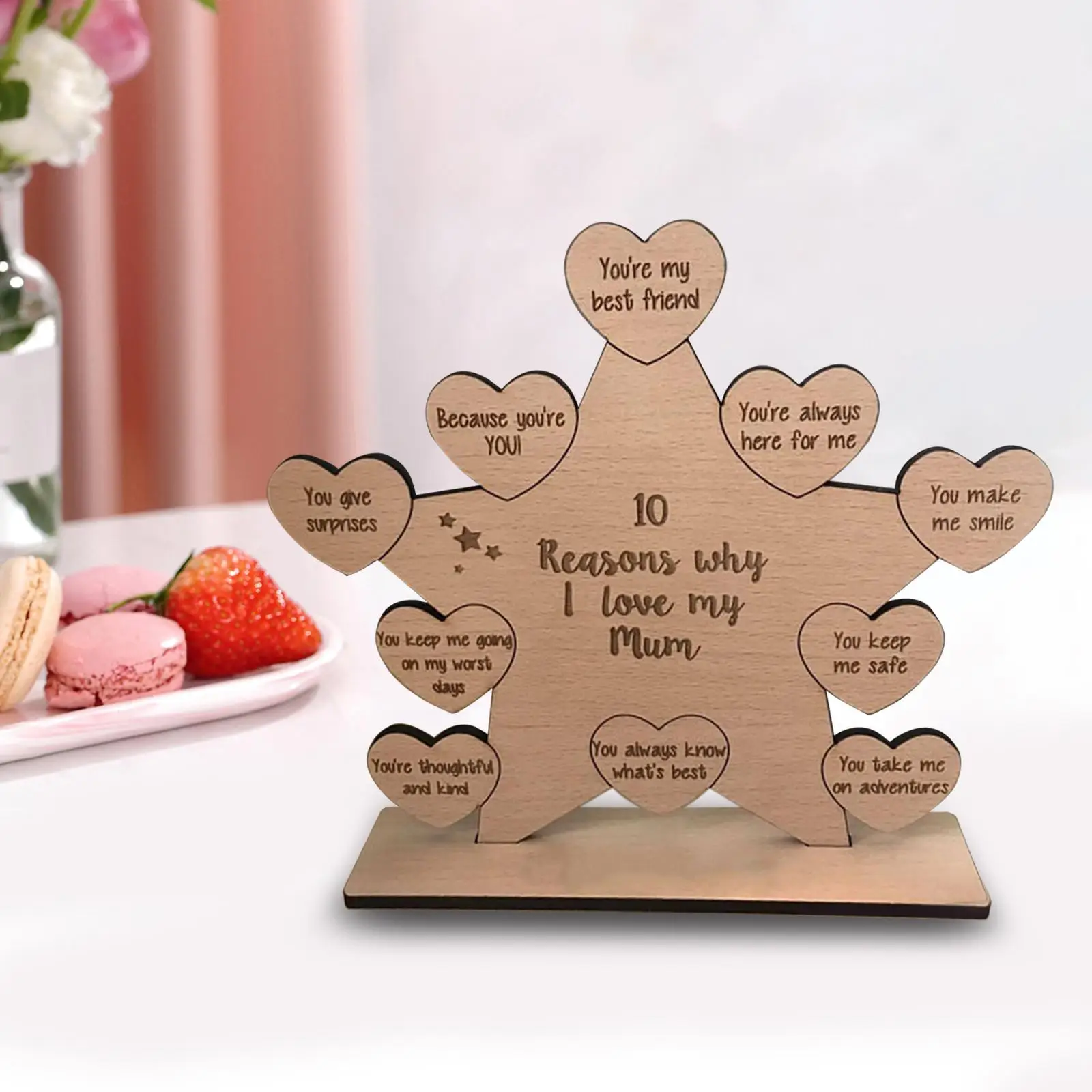 Sweet 10 Reasons Why i Love My Mum Ornament Collection Craft Wood Tree Board