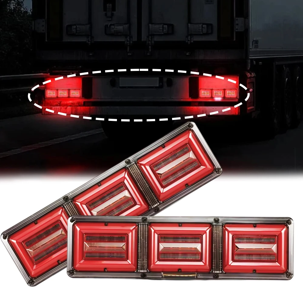 

2pcs 24V red+white+turn amber flowing light 46cm 117LED taillights turn signal lights suitable for truck trailers and trucks