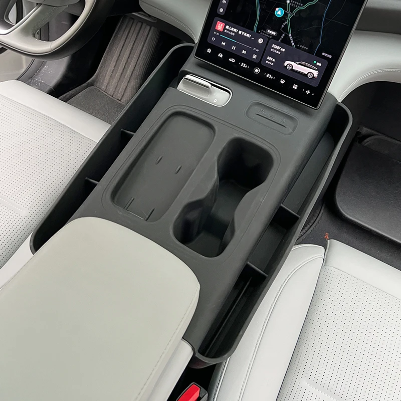 For NIO EC6 ES6 Center Console Silicone Pad with Storage Box Anti-Scratch Dustproof Cup Holder Wireless Charging Protective Mat