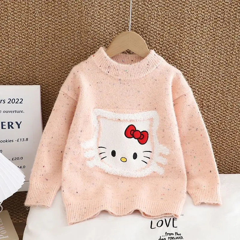 sanrio cute colorful yarn cartoon children's sweater pullover autumn and winter sweater thickened Hello Kitty base wholesale