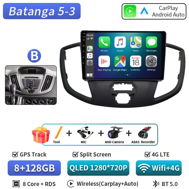 Android 16 voor Ford Tourneo Custom 1 I Transit 2012-2021 Qualcomm Snapdragon Navigatie 5G Multimedia Speler Auto Carplay auto