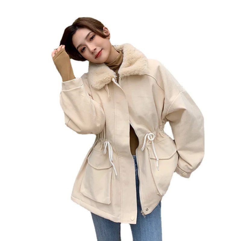 Wolle Kunst pelz Kragen Baumwolle Mantel Frauen Winter neue koreanische lose Plüsch dicken warmen Mantel hochwertige Jacke Mode