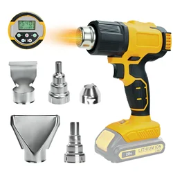 Cordless Heat Gun 300W 540℃ Industrial Home Hot Air Gun with 5 Nozzle & LCD Digital Display For Dewalt 20V Battery (No Battery)