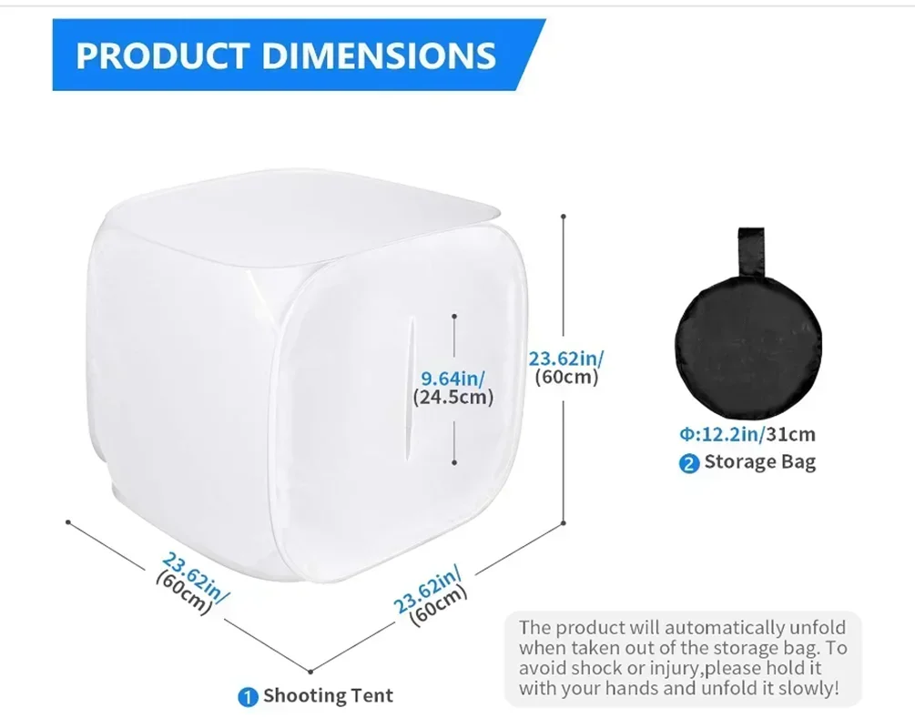 مجموعة صندوق ناعم لخيمة التصوير الفوتوغرافي مع خلفية (أحمر أزرق داكن أسود أبيض) للتصوير الفوتوغرافي