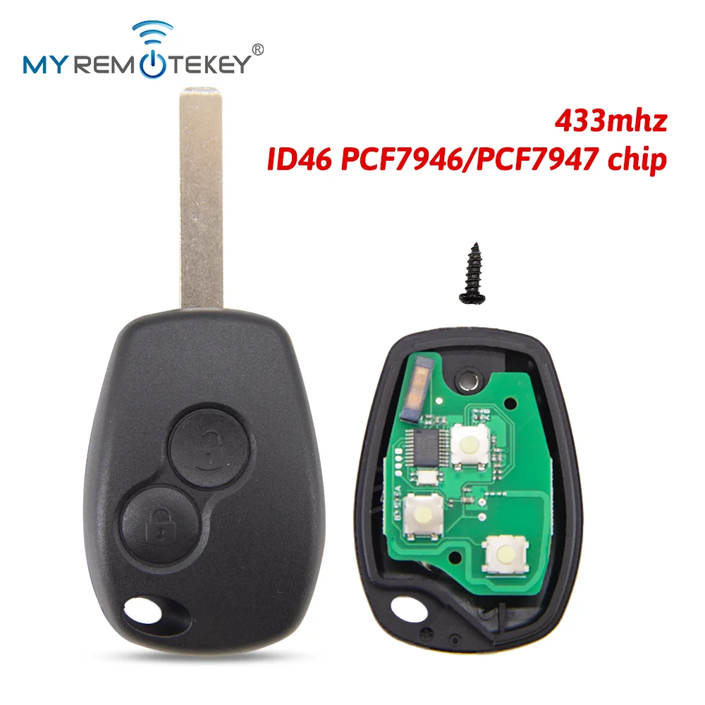 MYREMOTEKEY PCF7946/7947 ASK Model Remote Key for Renault Clio Kangoo Master Modus Twingo 2006-2010 433 Mhz No Logo