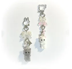 Handmade Calico Critters  phone charm | furry  persian cat twins keychains keychain | Y2K  women fashion  Cute  Decoration Gifts
