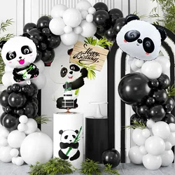 Black and White Balloon Garland Set, Panda Party Decoration with Panda Balloon, White Black Latex Helium Balloon Panda Suitable for Birthday Party Supplies Shower Gender Reveal Decoration