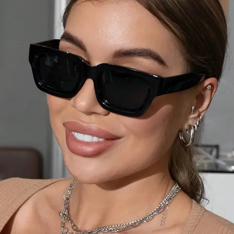 Moderiktiga Små Fyrkantiga Solglasögon Herr Kvinnor Retro Märkesdesigner Gröna Solglasögon Unisex Ins Populära Nyanser Glasögon UV400 10 best sales solglasögon med litet ansikte för kvinnor - №3