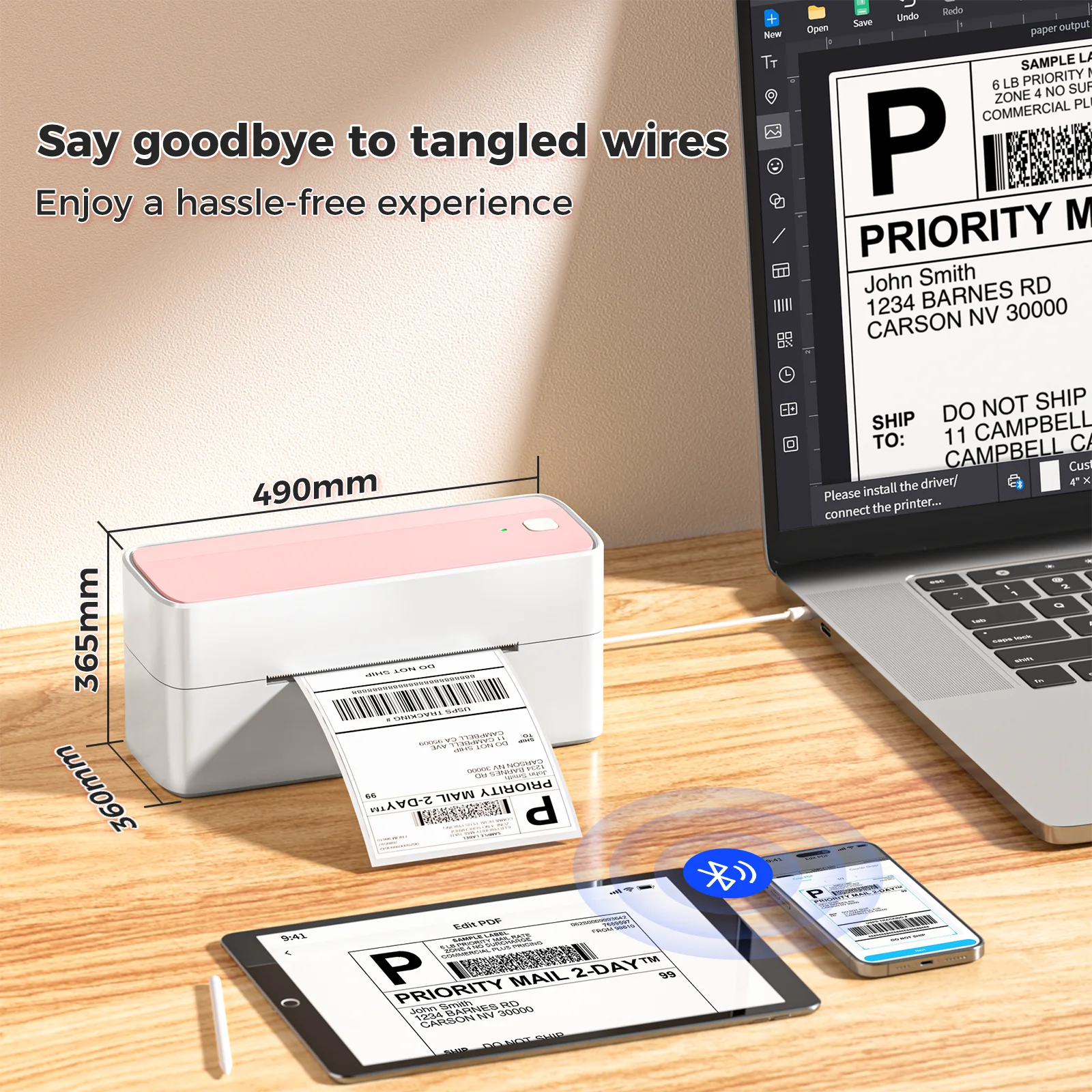 طابعة حرارية فوميمو PM241BT لط - مراجعة Thermal Label Printer 4X6 Shipping وسعره