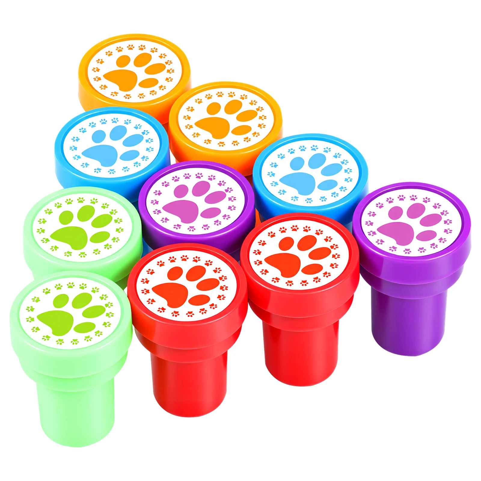 10 Pcs Cartoon Stamps Self-ink Stamps Cute Paw Shape Stampers Party Supplies  Five-pointed Star Stamps for Kids Birthday Favors
