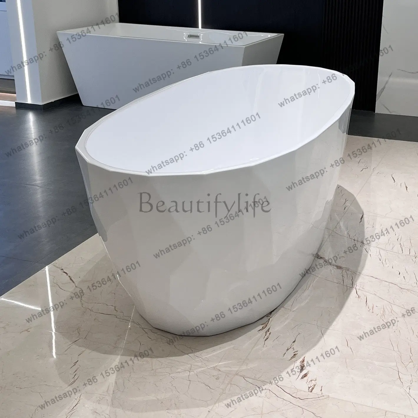 French Diamond Prism Wave Stripe Double Small Apartment Japanese-Style Independent Bath Integrated Homestay Hotel Bathtub