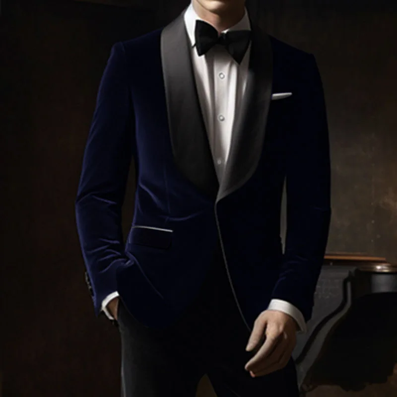 90 Groom wedding suit dress high-end suede suit