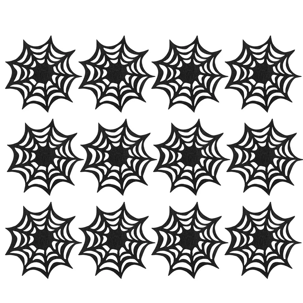 

12pcs Spider Web Coaster Felt Drink Coasters Reusable Table Protector For Coffee Cup Tea Home Office Decorative Placemat